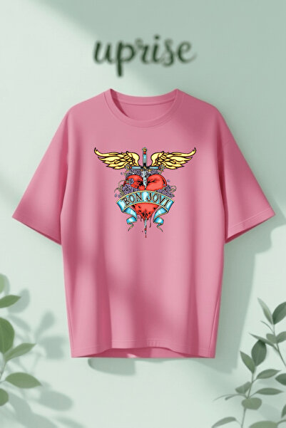 Vordevia Μπλουζάκι Bon Jovi με στάμπα από βαμβάκι σε oversized γραμμή