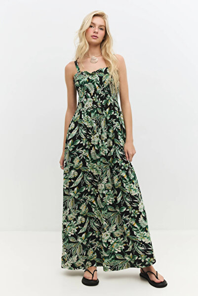 No Matter What Patterned Strappy Long Dress