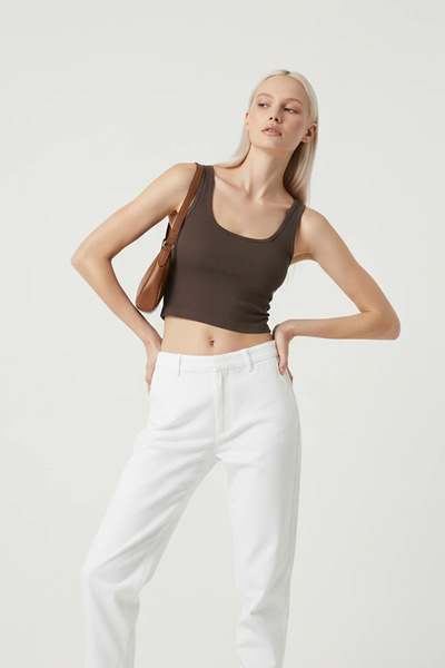 No Matter What Square Neck Wide Strap Basic Crop