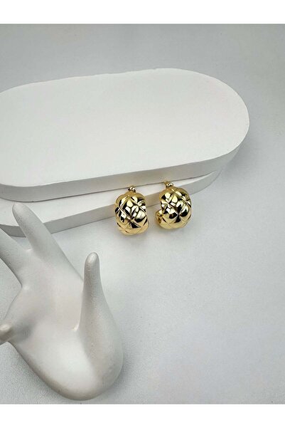 Kius Baklava Design Gold Earrings