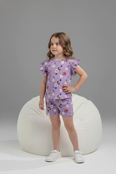 Yağmur Giyim PJKSKT Κοντομάνικο σετ για κορίτσια με βολάν από ύφασμα με σχέδι...