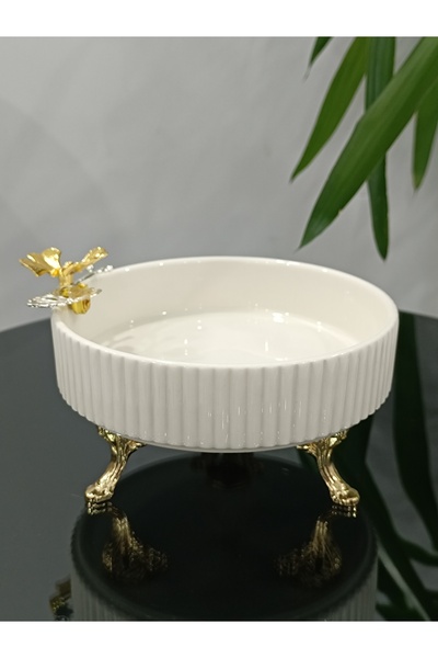 PARILTI HOME COLLECTİON Πορσελάνινο πιάτο με φιγούρες πεταλούδας και μαργαρίτ...