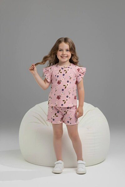 Yağmur Giyim PJKSKT Κοντομάνικο σετ για κορίτσια με βολάν από ύφασμα με σχέδι...