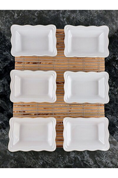 Empressco Serenat 6'lı Seramik Kahvaltılık Çerezlik Takımı - Beyaz 14x10,5x3,5cm