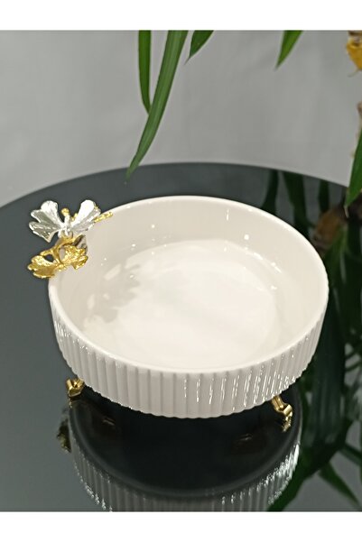 PARILTI HOME COLLECTİON Πορσελάνινο πιάτο με φιγούρες πεταλούδας και μαργαρίτ...