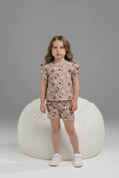 Yağmur Giyim PJKSKT Κοντομάνικο σετ για κορίτσια με βολάν από ύφασμα με σχέδι...