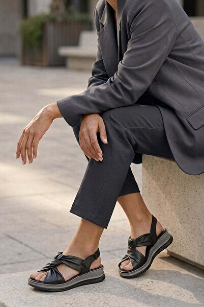 Stilbagshoes Noemi̇ Genuine Leather Padded Heel Women's Sandals Black