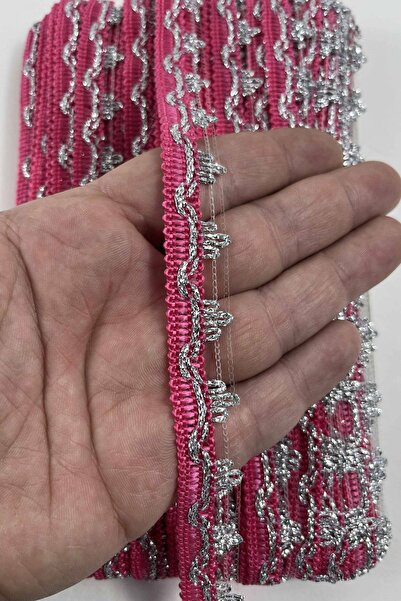 Hobigram Panglică decorativă de lux Fuchsia Silver Hine – Ornament artizanal,...