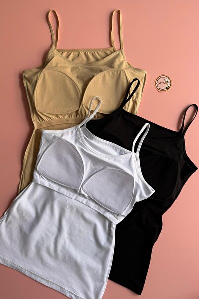 VicTroy Bratique |   3-Piece Women's Undershirt with String Straps, Black, Wh...