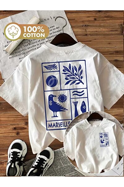 AEMİ Unisex majica s širokim izrezom i printom Marseille Marseille