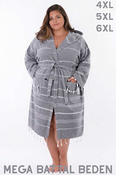 MODELHOME Βαμβακερό γκρι χρώμα, μπουρνούζι με κουκούλα, ρόμπα και φόρεμα παρα...