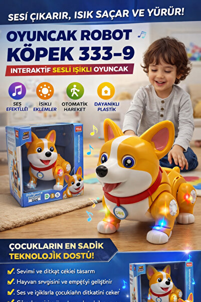 TRUST STORE Robot Köpek Sesli ve Işıklı Akıllı Köpek Oyuncak SARI