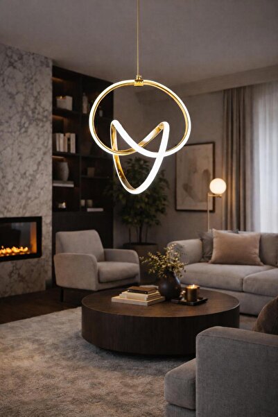 HOMSİ tekli imza 3 renk ledli avize GOLD renk