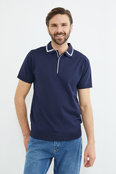Fulla Moda Striped Apaş Collar Knitwear T-Shirt
