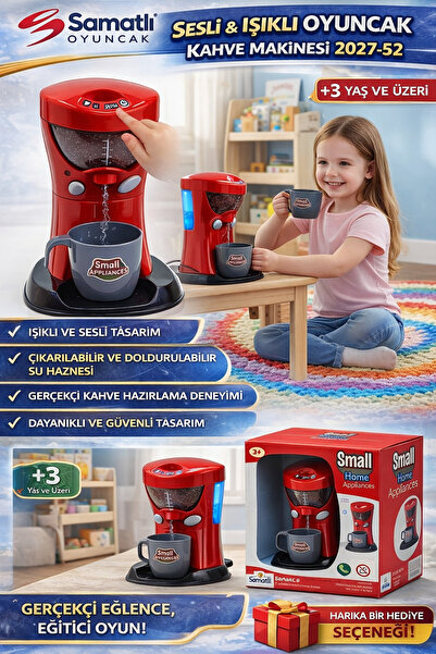 TRUST STORE Sesli ve Işıklı Kahve Makinesi Su Hazneli Gerçekçi Barista Deneyimi