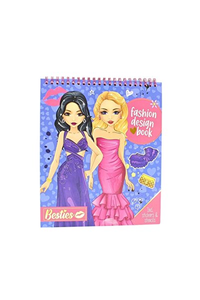 Besties Μωβ τετράδιο, σχεδιασμός μόδας, με αυτοκόλλητα, 20 φύλλα