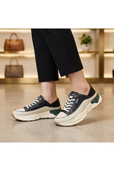 Voyager Γυναικεία άνετα παπούτσια με λαστιχένια κορδόνια και ψηλή σόλα, μοντέ...