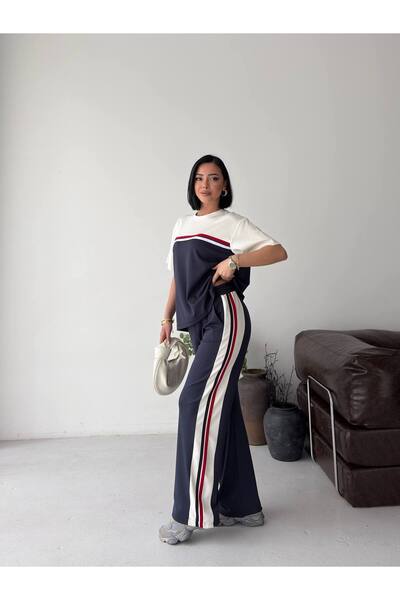 Tarzımızbir Μπλουζάκι αθλητικής φόρμας από ύφασμα Modal με λεπτομέρειες σε ρίγες