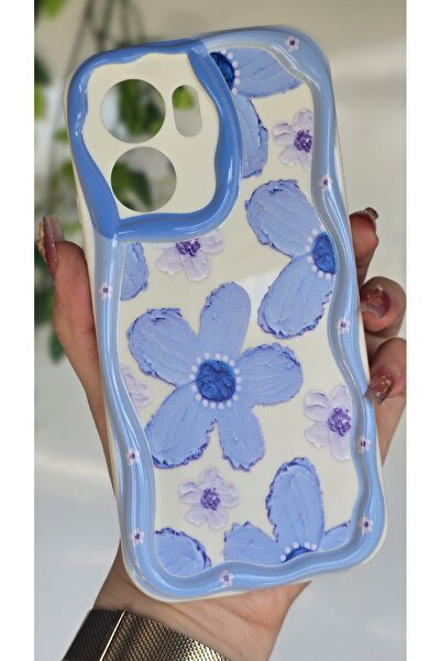 Magic Ring Oppo Reno 13F Kılıf Pastel Mavi Papatya Desenli Kamera Korumalı Re...
