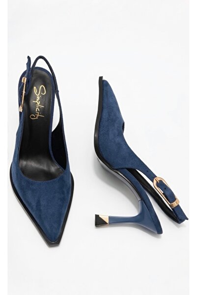 simplicity Γυναικεία παπούτσια με τακούνι σε μπλε ναυτικό σουέντ, με μυτερή μ...