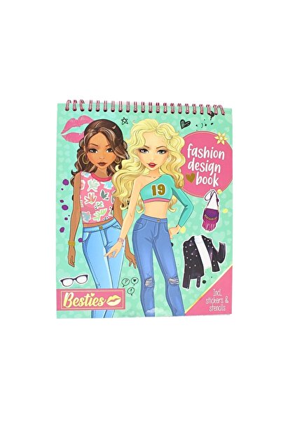 Besties Зелен тефтер, моден дизайн, със самозалепващи стикери, 20 листа