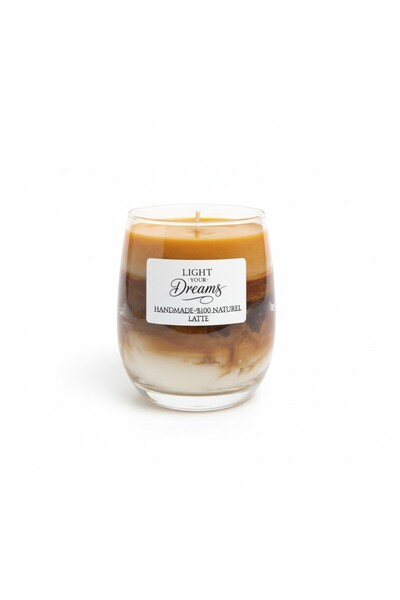 Lİght Your Dreams Iced Latte Coffee Mum -%100 Doğal Soya Mumu ve Jel Mum Kahv...