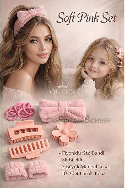 QUEEN AKSESUAR Πολυτελές βελούδινο σετ με φιόγκο, μπαντάνα μακιγιάζ, λαστιχέν...