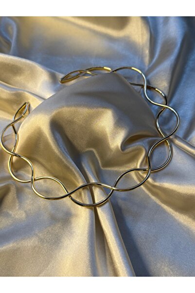 BUSİELLE JEWELRY Gold Dalga Form Minimal Choker Kolye
