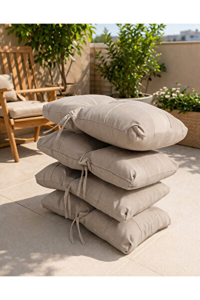 Milas Cappuccino Premium Garden & Balcony Cushion Set of 4 (Thick Filled, Laced) 55x90