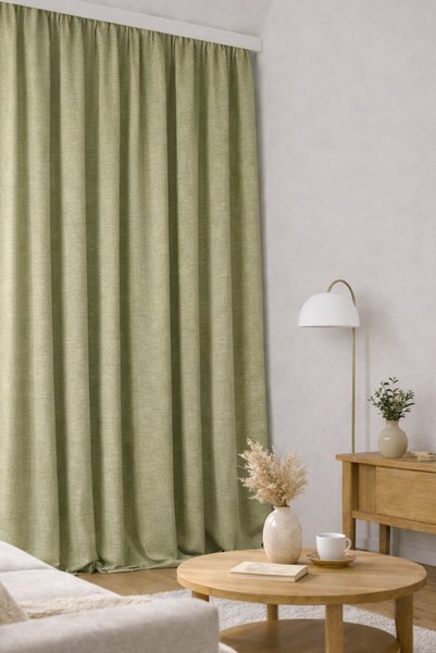 GOCCIA HOME Linen Look Blackout Light-Proof Extra Foam Single Panel Living Room Background Curtain Cream