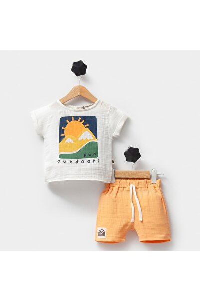 Valia Baby طقم ملابس صيفية من الموسلين للأولاد الصغار من Outdoors مكون من قطعتين