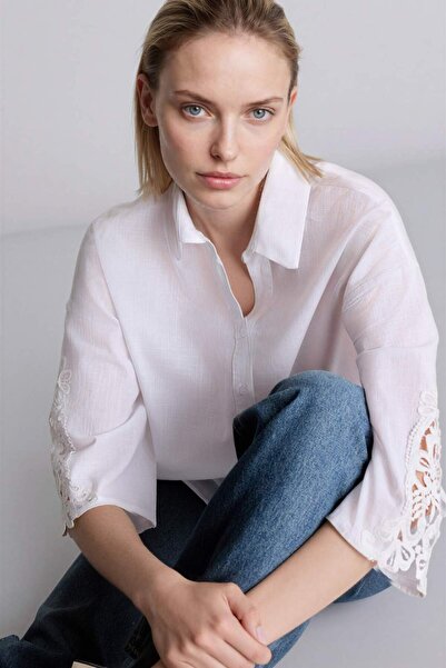 DeFacto Κανονικό πουκάμισο με γιακά, βαμβακερό κοντομάνικο πουκάμισο H1443AX26SM