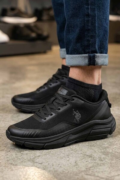U.S. Polo Assn. Ανδρικά μαύρα αθλητικά παπούτσια - Ελαφριά και αναπνεύσιμα πα...