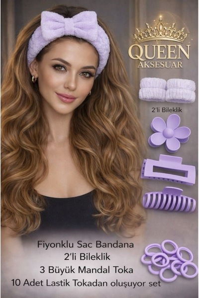 QUEEN AKSESUAR Πολυτελές βελούδινο φιόγκο μακιγιάζ με πετσέτα, μπαντάνα, λουλ...