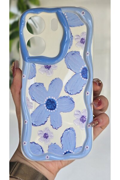Magic Ring Redmi 13C Kılıf Pastel Mavi Papatya Desenli Kamera Korumalı Renkli...