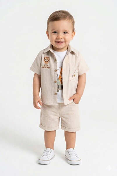 Bontino Baby Boy Lion Series 3-Piece Combination: Embroidered Shirt, Printed ...