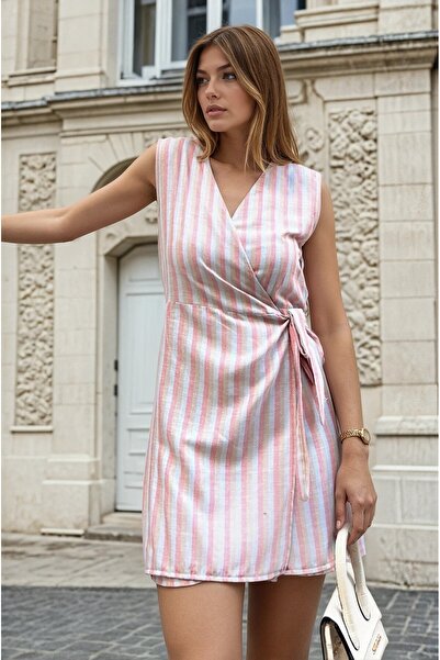 Pasaklı Giyim Women's Blue-Red Dress Look Shorts Skirt Jumpsuit, Cotton Linen...