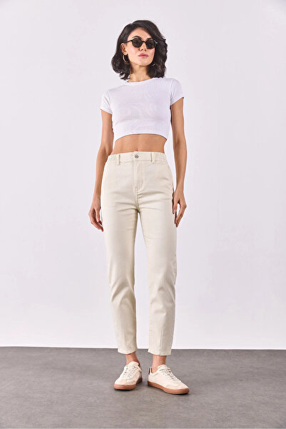 VENA Kadın Norah Off White Beli Lastikli Jean Pantolon Lyocell (Tencel™) - Of...