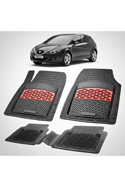 TEAMCAR Πατάκια δαπέδου συμβατά με Seat Leon Hatchback Mk2 2005-2012 |   Κόκκινο