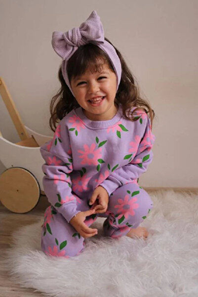 MORADO SE SIENTE PERFECTO Three Yarns Sh Fleece-Lined Flower B Printed Girls'...