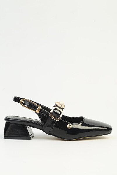 Pierre Cardin Μαύρα λουστρίνια γυναικεία παπούτσια με τακούνι PC-55794