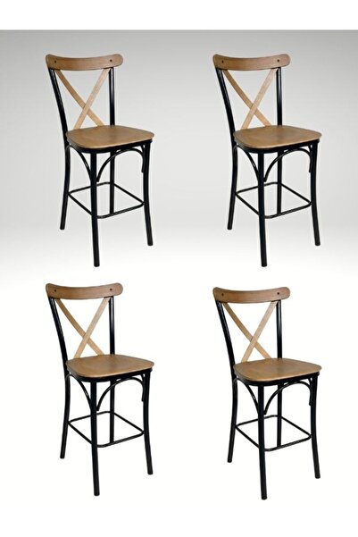 DİLETTO 4 ADET TONET BAR SANDALYESİ ADA MUTFAK CAFE SANDALYESİ AHŞAP PAPEL OT...
