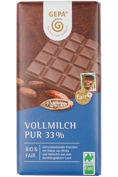 Gepa Βιολογική και δίκαιης προέλευσης σοκολάτα γάλακτος 33% κακάο, 100γρ.