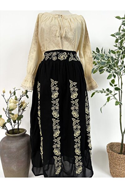 Traditional Fustă de damă TM 2094 *Fluturi - Viscoză*