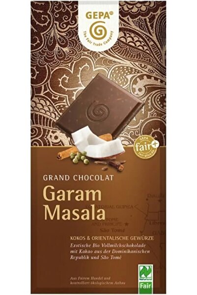 Gepa Βιολογική σοκολάτα γάλακτος, καρύδα και ανατολίτικα μπαχαρικά Γκαράμ Μάσ...