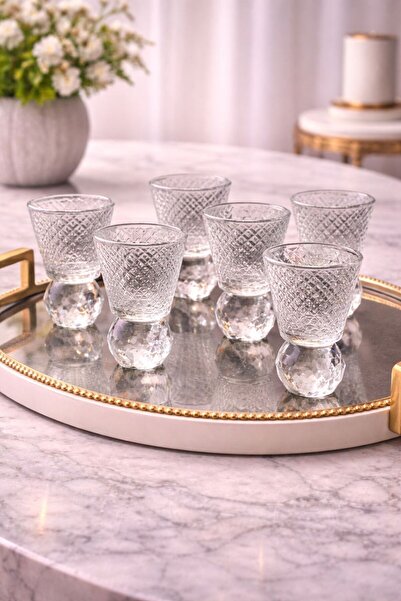 YzHome 6 أكواب زجاجية ذات قاعدة ماسية للقهوة سعة 50 مل