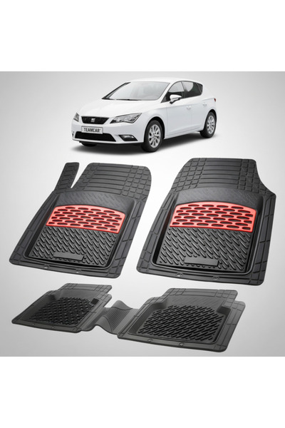 TEAMCAR Πατάκια δαπέδου συμβατά με Seat Leon Hatchback Mk3 2012-2020 |   Κόκκινο