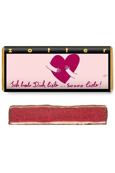 ZOTTER CHOCOLATE Βιολογική + Σοκολάτα Fairtrade Σ' αγαπώ, 70γρ. Zotter