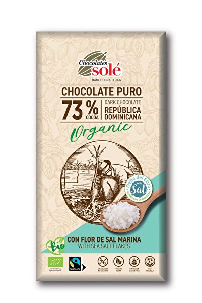 Sole Βιολογική και δίκαιης προέλευσης μαύρη σοκολάτα 73% κακάο με Φλερ ντε σε...