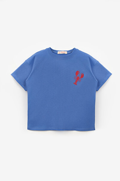 Le Mabelle Детска тениска със синя лосовидна шарка
